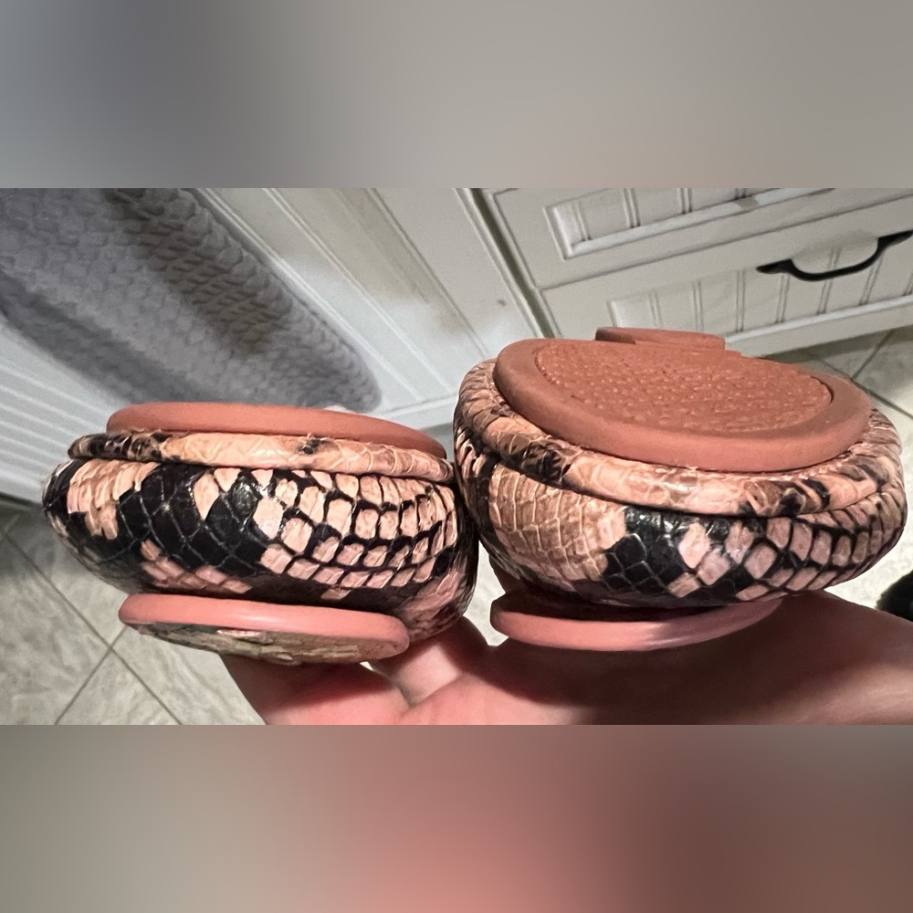 Tory Burch Minnie Travel Ballet Stamped Snake Printed Leather Blush Pink Size 6 - Picture 11 of 11